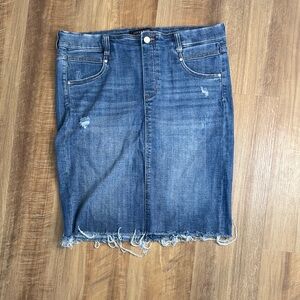 Liverpool Blue Distressed Pencil Skirt